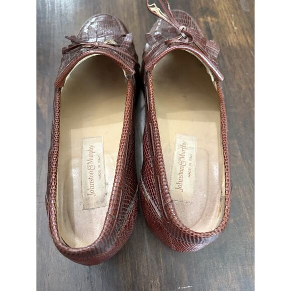 Johnston & Murphy Brown Lizard Tassel Loafers Shoes 9.5 Made In Italy main image 7